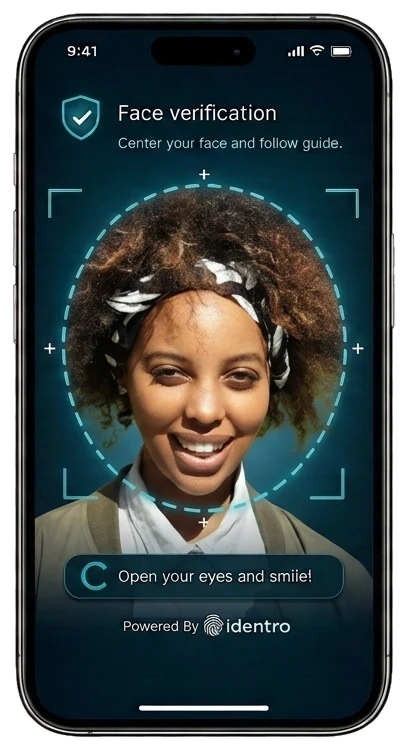 Identro face verification mobile preview